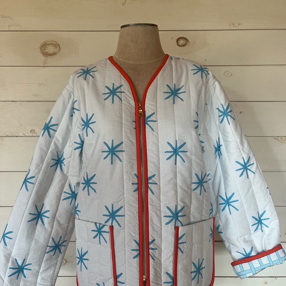 Quilted Jacket in Star Blue Print - Picture 2 of 10